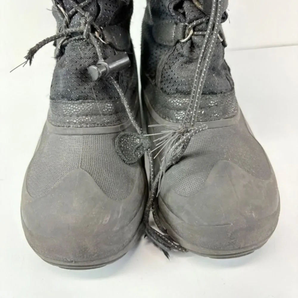 Kamik Big‎ Kids Size 4 Black Winter Snow Boots Faux Fur Lace Up FLAWED